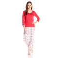 Algodão Top e Plush Pant Pajama Set com Gift Packing